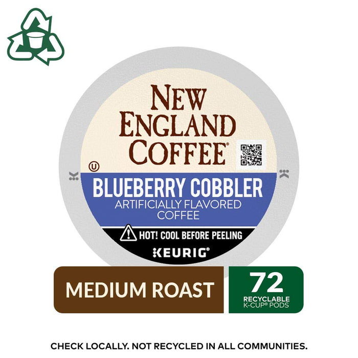 New England Coffee Blueberry Cobbler, Medium Roast Single Serve K-Cup Pods, 12 count Box,   Pack of 6